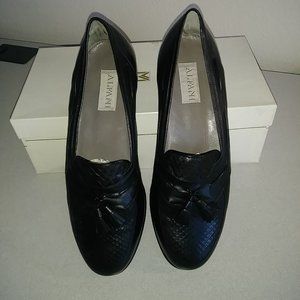 Vintage Alfani slip-on, Black, Lizard/Calf, Men's 9, Made in Italy, Worn Once